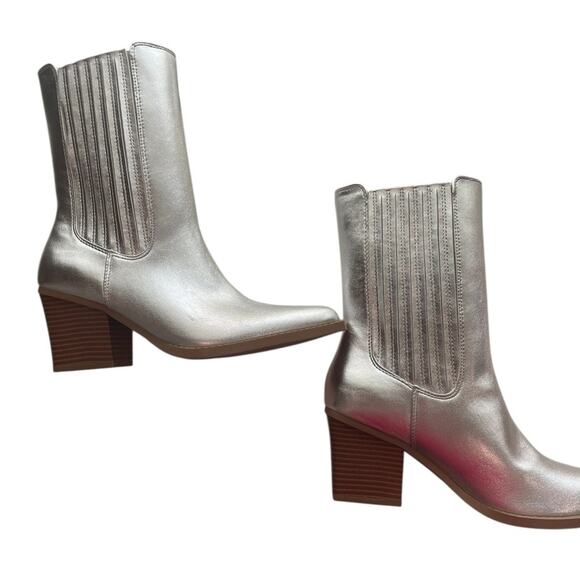 FOREVER 21 Y2K Statement Boots Metallic Silver Sz 7 NWT - Picture 12 of 14